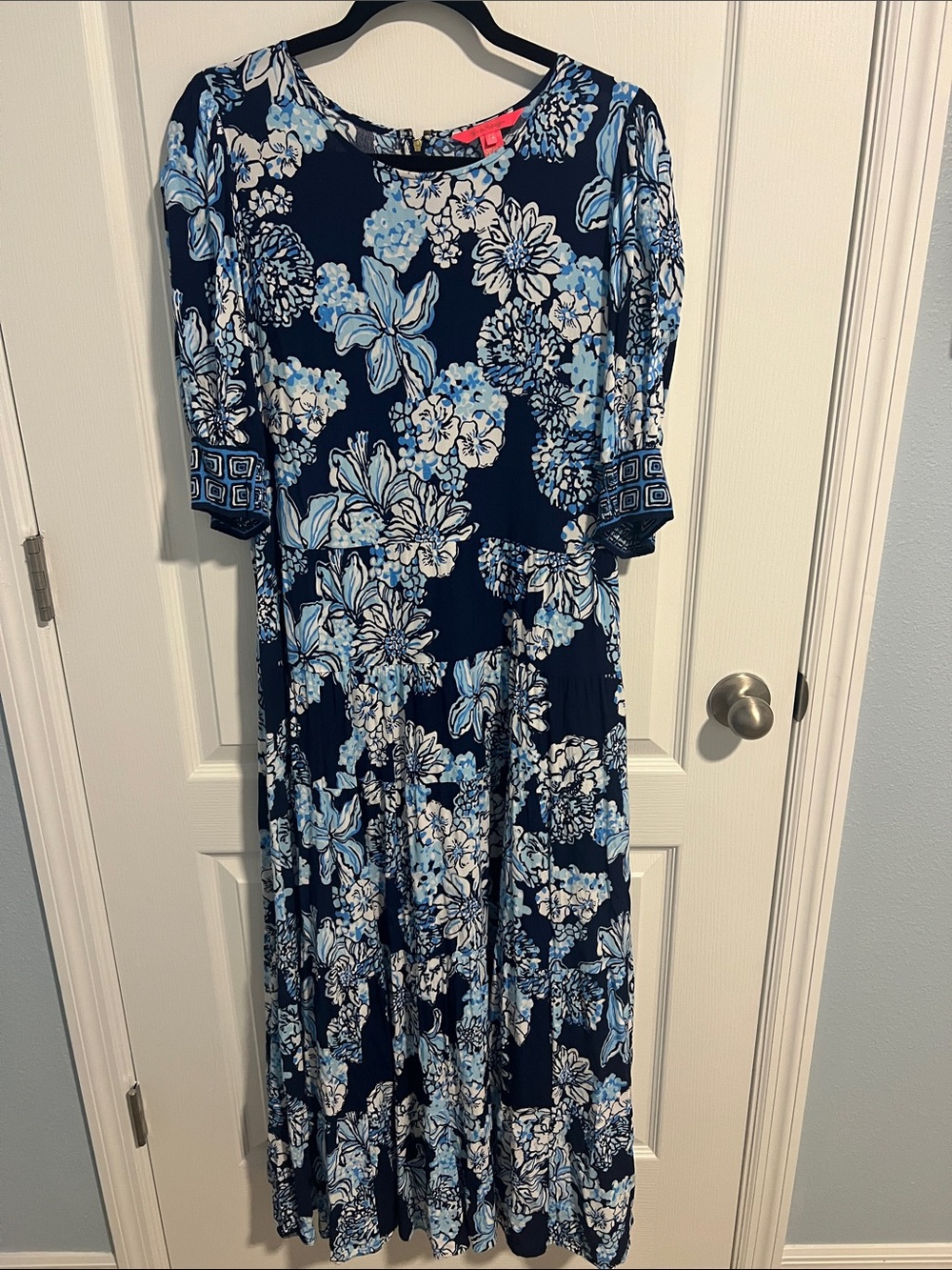 Lilly Pulitzer  Ameilia Midi Dress Navy Bouquet All Day Size 14